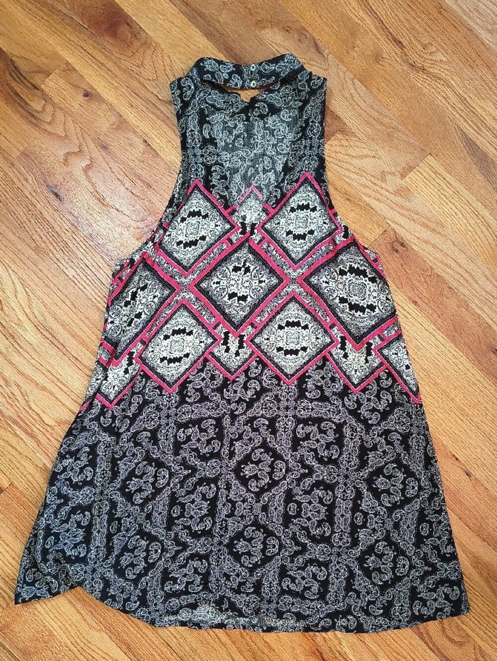 Umgee Black & Pink High Neck Patterned Dress - Picture 7 of 9